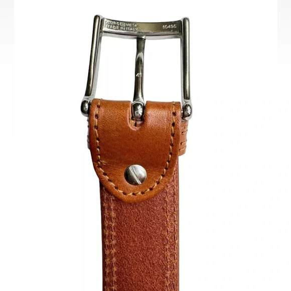 Valentino Vip Mens Belt Brown Leather Made in Italy 36 - Picture 3 of 8